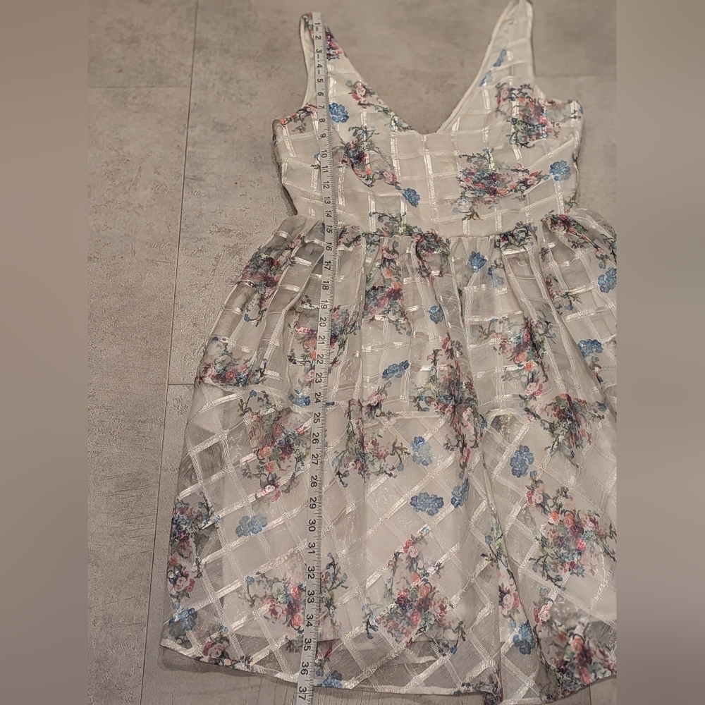Maeve White Floral Mini Dress with Blue & Pink Accents - Picture 8 of 8